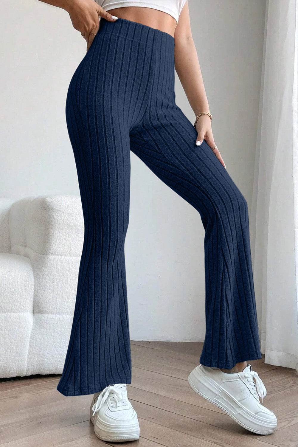 Basic Bae Full Size Ribbed High Waist Flare Pants - Shop Style & More | Fresh Looks, Everyday Deals & Free Shipping