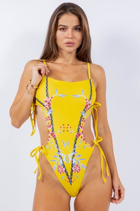 ONE PIECE SIDE CUTOUT FRONT CHERRY BLOSSOM PRINTS - Shop Style & More | Fresh Looks, Everyday Deals & Free Shipping