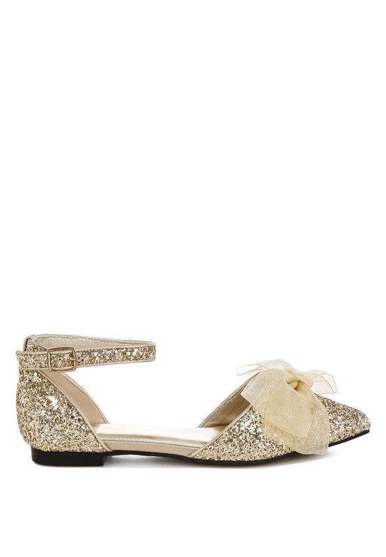 Clarice Sheer Bow Detail Glitter Flat Sandals - Shop Style & More | Fresh Looks, Everyday Deals & Free Shipping