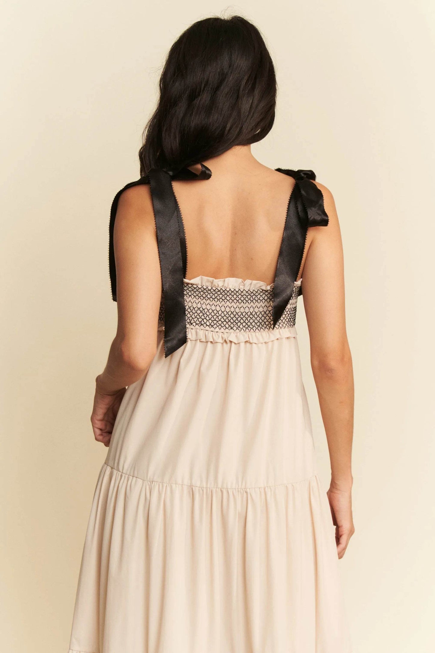 Davi & Dani Multi Contrast Smocked Bodice Straps Maxi Dress - Shop Style & More | Fresh Looks, Everyday Deals & Free Shipping