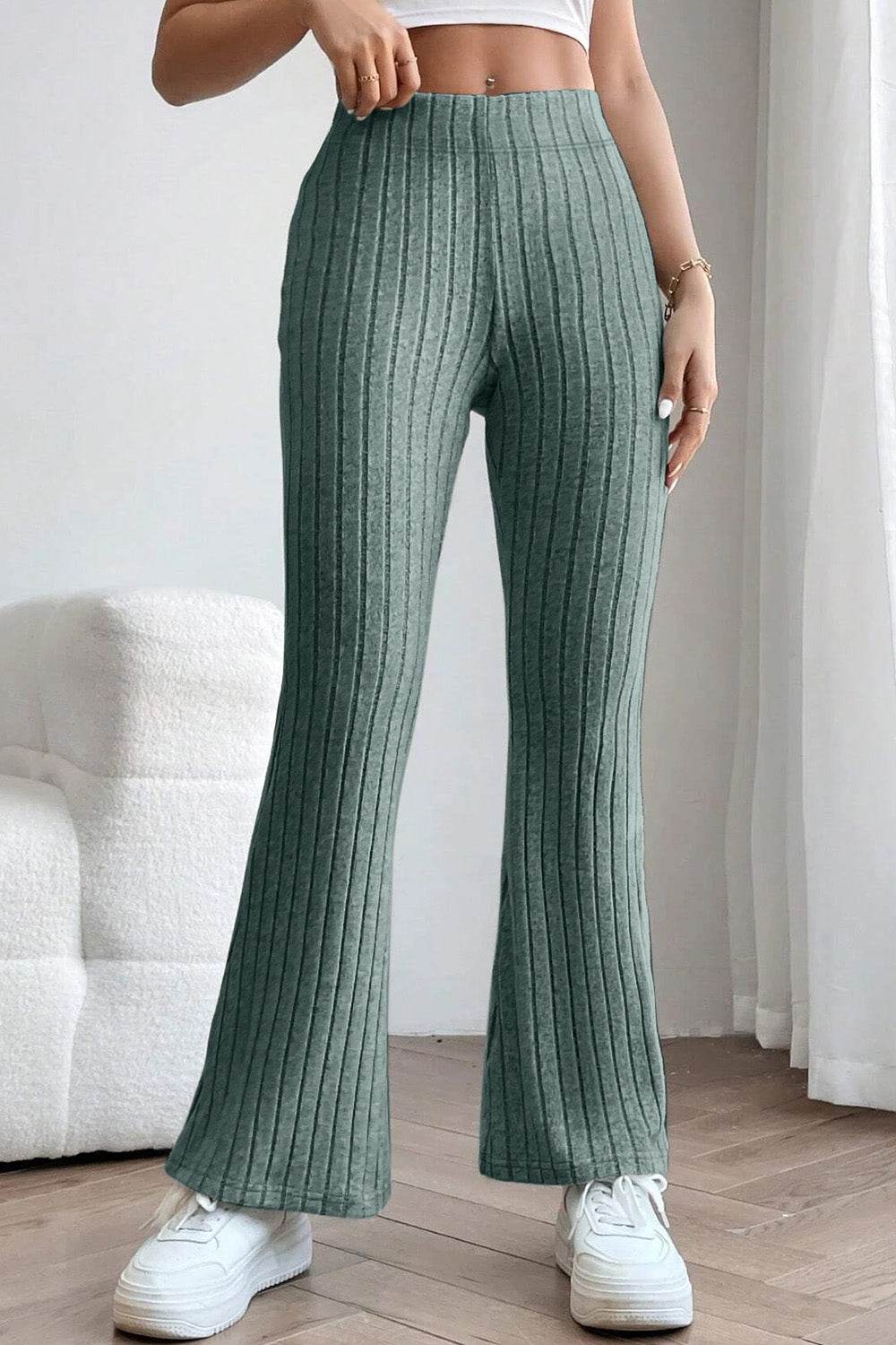 Basic Bae Full Size Ribbed High Waist Flare Pants - Shop Style & More | Fresh Looks, Everyday Deals & Free Shipping