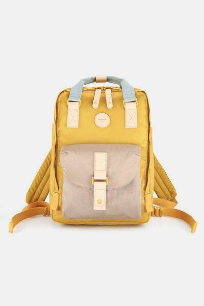Himawari Contrast Waterproof Canvas Backpack Bag with Round Label - Shop Style & More | Fresh Looks, Everyday Deals & Free Shipping