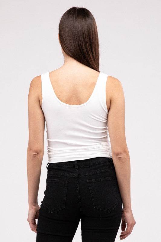 Front & Back 2-Way V-Neck Seamless Tank - Shop Style & More | Fresh Looks, Everyday Deals & Free Shipping