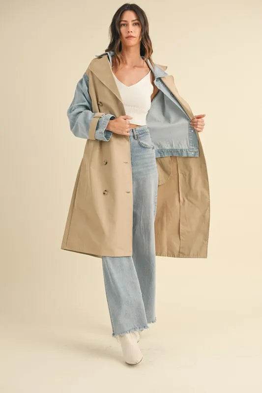 MABLE Layered Look Trench Coat With Denim Jacket - Shop Style & More | Fresh Looks, Everyday Deals & Free Shipping