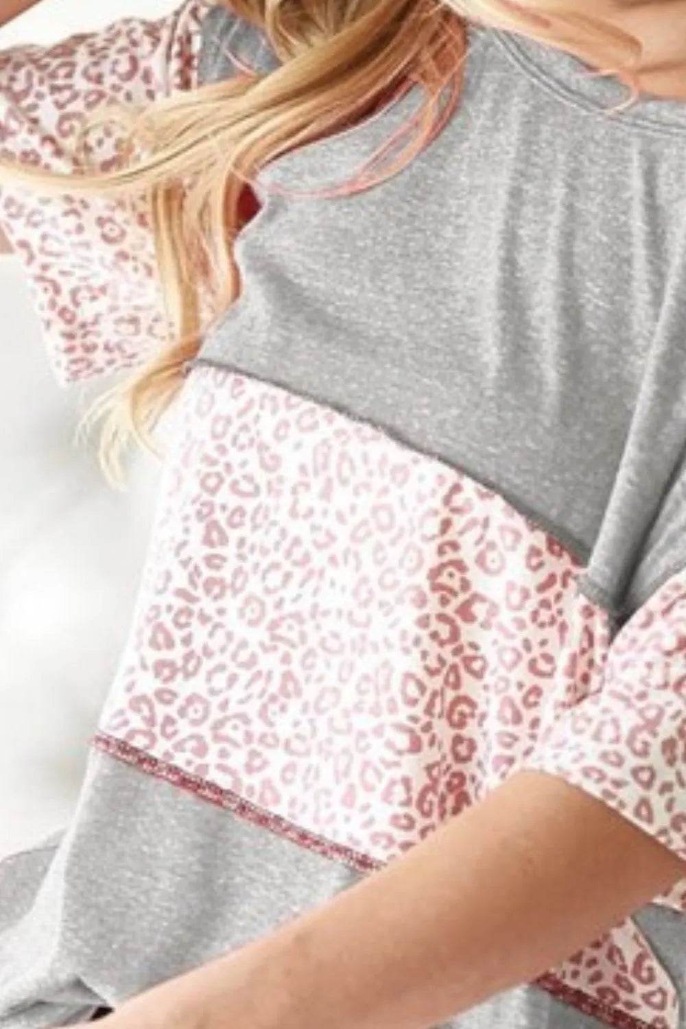 BiBi Triblend Knit with Leopard Block Out Stitching - Shop Style & More | Fresh Looks, Everyday Deals & Free Shipping