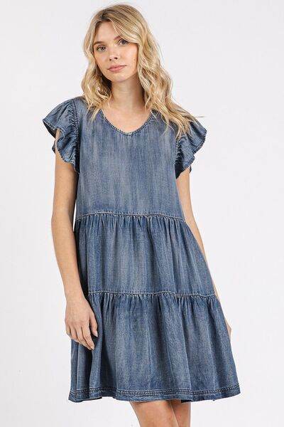 Mittoshop V-Neck Ruffled Cap Sleeve Mini Dress - Shop Style & More | Fresh Looks, Everyday Deals & Free Shipping