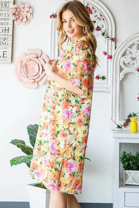 Heimish Full Size Half Sleeve Multi Color Floral Open Cardigan Plus Size - Shop Style & More | Fresh Looks, Everyday Deals & Free Shipping