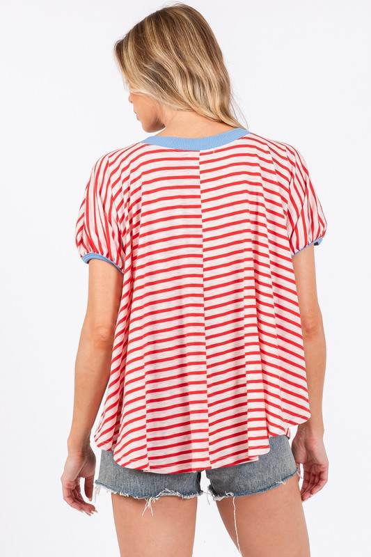 Ces Femme Striped Round Neck Short Sleeve T-Shirt - Shop Style & More | Fresh Looks, Everyday Deals & Free Shipping