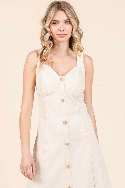 Mittoshop Stretch Twill Decor Button Sleeveless Midi Dress - Shop Style & More | Fresh Looks, Everyday Deals & Free Shipping