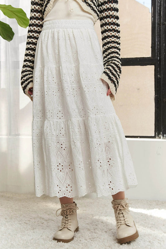 ADORA Elastic Waistband Tiered Midi Skirt - Shop Style & More | Fresh Looks, Everyday Deals & Free Shipping