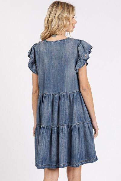 Mittoshop V-Neck Ruffled Cap Sleeve Mini Dress - Shop Style & More | Fresh Looks, Everyday Deals & Free Shipping