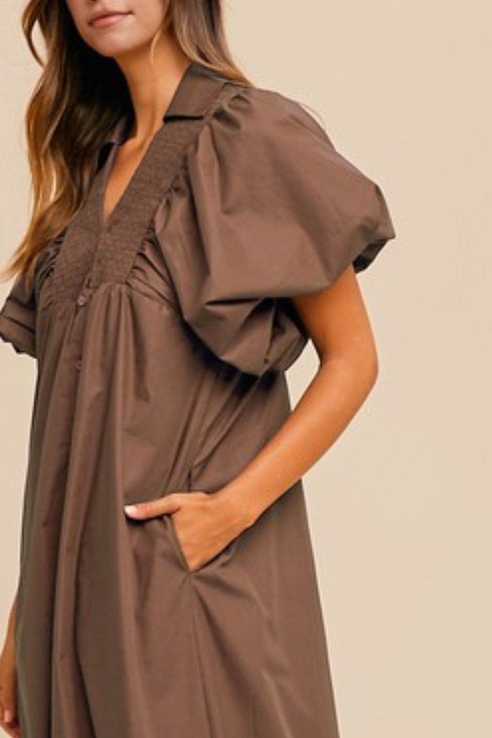 Annie Wear Smocked Puff Sleeve Midi Dress - Shop Style & More | Fresh Looks, Everyday Deals & Free Shipping
