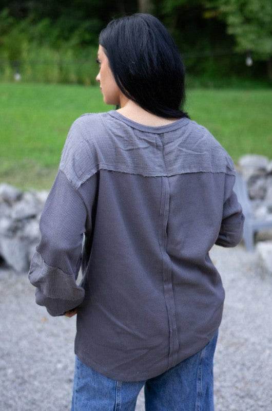 Kairi Exposed Seam Waffle Knit Top - Shop Style & More | Fresh Looks, Everyday Deals & Free Shipping