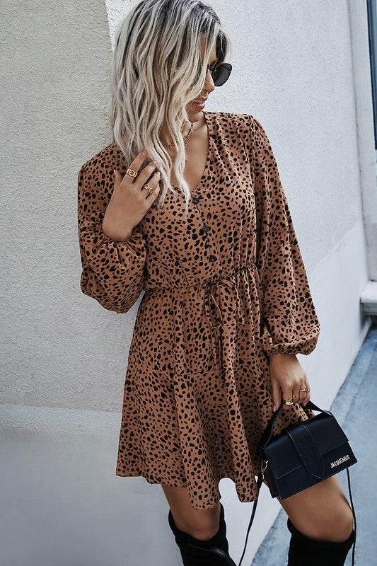 Leopard Print Waist Tie Belted Ruffle Hem Dress - Shop Style & More | Fresh Looks, Everyday Deals & Free Shipping