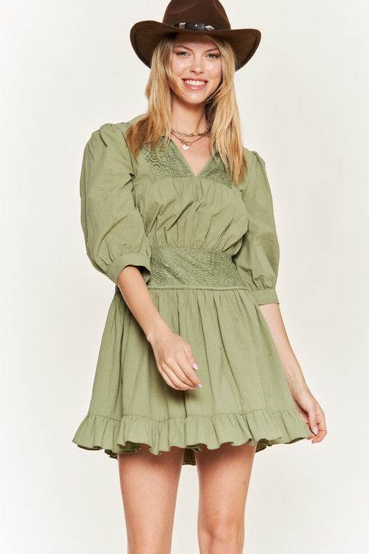Eyelet detail 3/4 sleeve shortdress PLUS JBJ1091P - Shop Style & More | Fresh Looks, Everyday Deals & Free Shipping