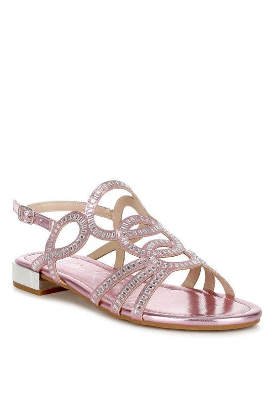 Jisters Cut Out Detail Rhinestone Flat Sandals - Shop Style & More | Fresh Looks, Everyday Deals & Free Shipping