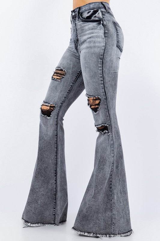 Storm Bell Bottom Jean in Grey - Shop Style & More | Fresh Looks, Everyday Deals & Free Shipping