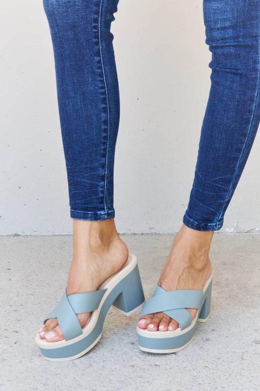 Weeboo Cherish The Moments Contrast Platform Sandals in Misty Blue - Shop Style & More | Fresh Looks, Everyday Deals & Free Shipping