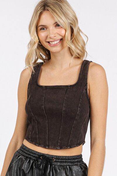 Mittoshop Mineral Wash Corset Crop Stretch Knit Tank - Shop Style & More | Fresh Looks, Everyday Deals & Free Shipping