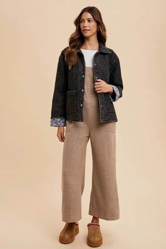 Annie Wear Quilted Printed Lining Snap Down Denim Jacket - Shop Style & More | Fresh Looks, Everyday Deals & Free Shipping