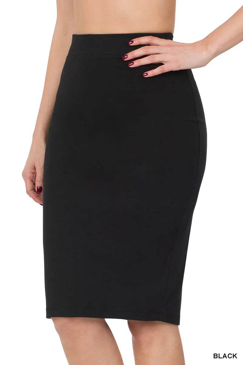 Zenana Premium Cotton Basic Knee Skirt - Shop Style & More | Fresh Looks, Everyday Deals & Free Shipping