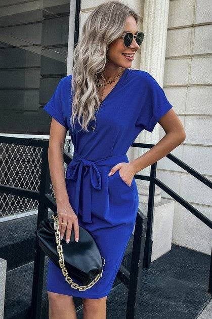 Solid Button Detail Cuffed Pocket Short Dress - Shop Style & More | Fresh Looks, Everyday Deals & Free Shipping