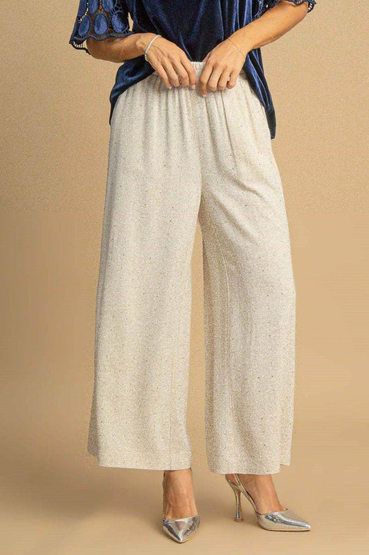 Umgee Full Size High Waisted Embellished Linen Pants Plus Size - Shop Style & More | Fresh Looks, Everyday Deals & Free Shipping