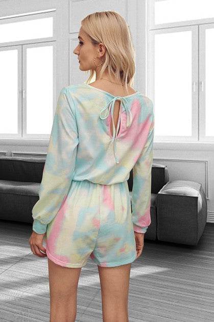 Tie Dye Round Neck Drawstring Romper - Shop Style & More | Fresh Looks, Everyday Deals & Free Shipping