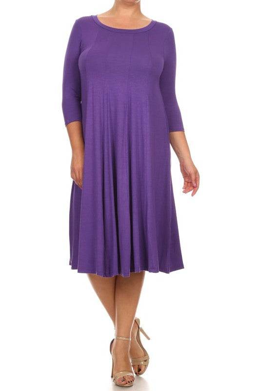Solid, 3/4 sleeve midi dress - Shop Style & More | Fresh Looks, Everyday Deals & Free Shipping