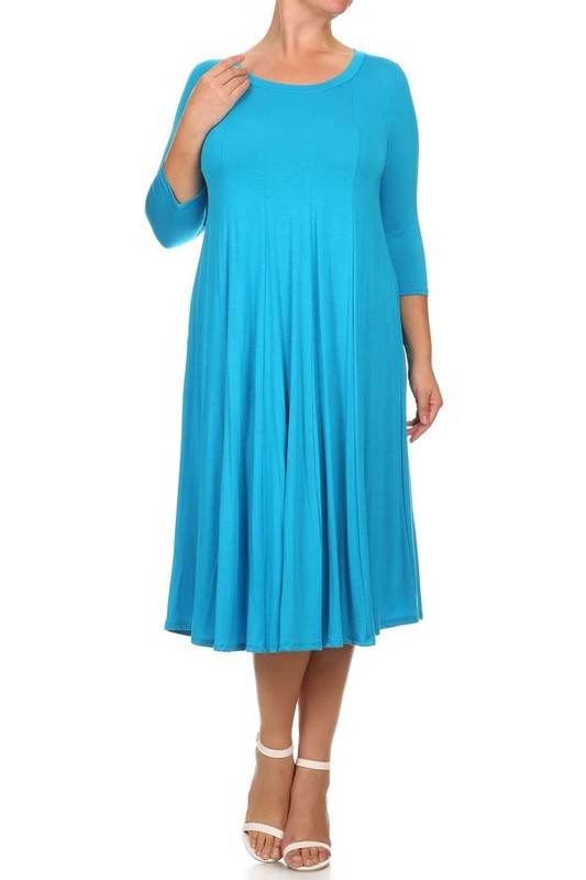 Solid, 3/4 sleeve midi dress - Shop Style & More | Fresh Looks, Everyday Deals & Free Shipping