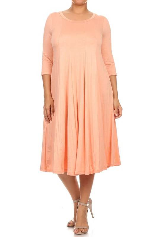 Solid, 3/4 sleeve midi dress - Shop Style & More | Fresh Looks, Everyday Deals & Free Shipping