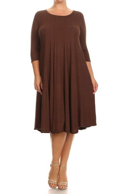Solid, 3/4 sleeve midi dress - Shop Style & More | Fresh Looks, Everyday Deals & Free Shipping