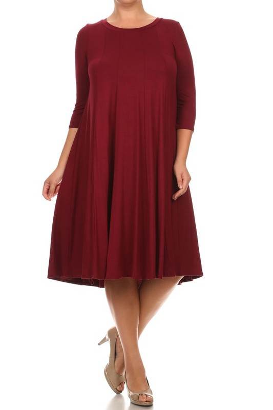 Solid, 3/4 sleeve midi dress - Shop Style & More | Fresh Looks, Everyday Deals & Free Shipping