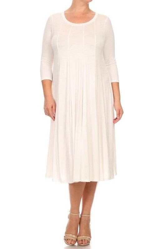 Solid, 3/4 sleeve midi dress - Shop Style & More | Fresh Looks, Everyday Deals & Free Shipping