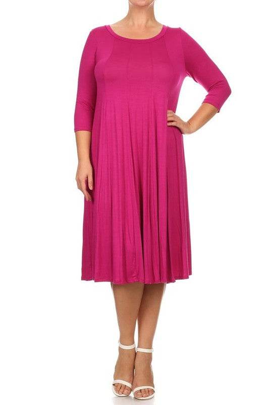 Solid, 3/4 sleeve midi dress - Shop Style & More | Fresh Looks, Everyday Deals & Free Shipping