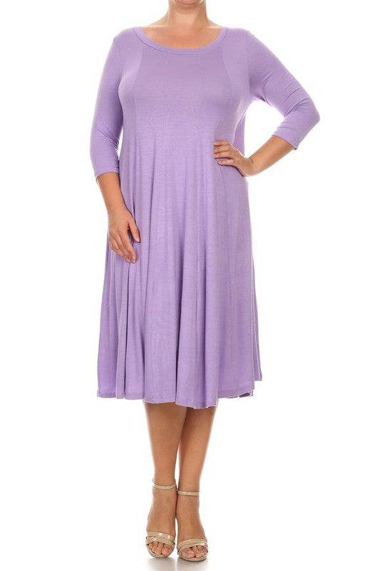 Solid, 3/4 sleeve midi dress - Shop Style & More | Fresh Looks, Everyday Deals & Free Shipping