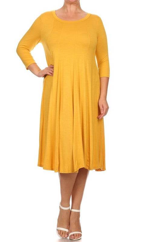 Solid, 3/4 sleeve midi dress - Shop Style & More | Fresh Looks, Everyday Deals & Free Shipping