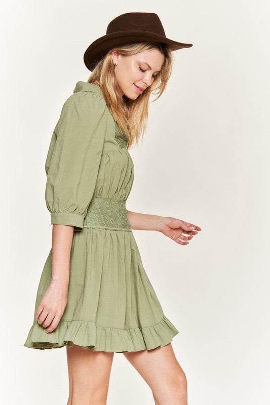 Eyelet detail 3/4 sleeve shortdress PLUS JBJ1091P - Shop Style & More | Fresh Looks, Everyday Deals & Free Shipping