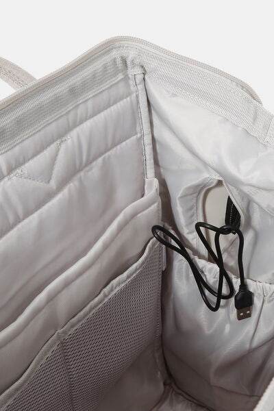 Himawari Contrast Waterproof Backpack Bag with External USB Port - Shop Style & More | Fresh Looks, Everyday Deals & Free Shipping