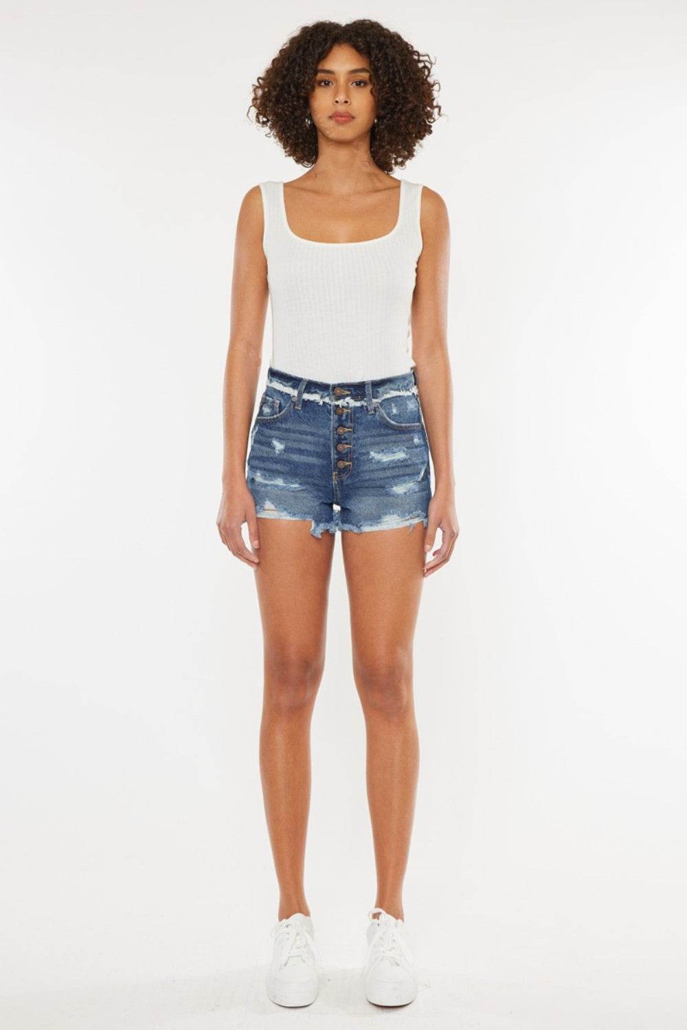 Kancan Distressed Button Fly Denim Shorts - Shop Style & More | Fresh Looks, Everyday Deals & Free Shipping