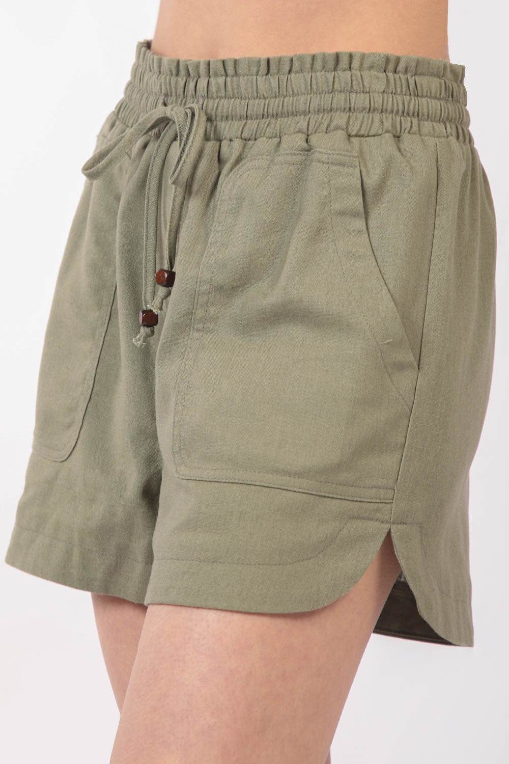 VERY J Drawstring Elastic Waist Linen Shorts - Shop Style & More | Fresh Looks, Everyday Deals & Free Shipping