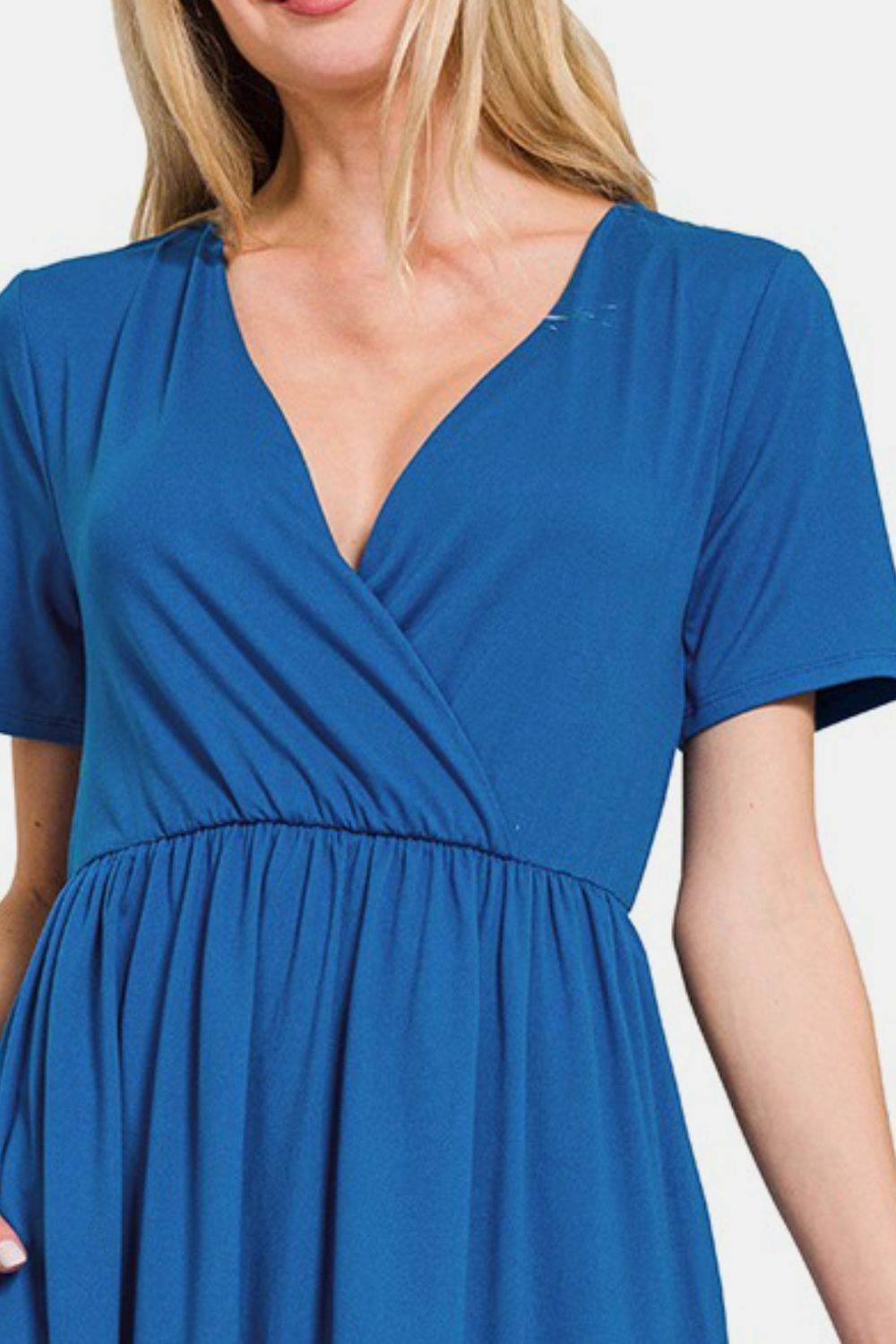 Zenana Surplice Short Sleeve Brushed DTY Dress - Shop Style & More | Fresh Looks, Everyday Deals & Free Shipping