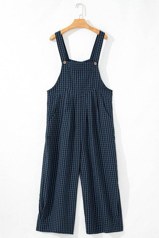 Plaid Print Buttoned Pocketed High Waist Jumpsuits - Shop Style & More | Fresh Looks, Everyday Deals & Free Shipping