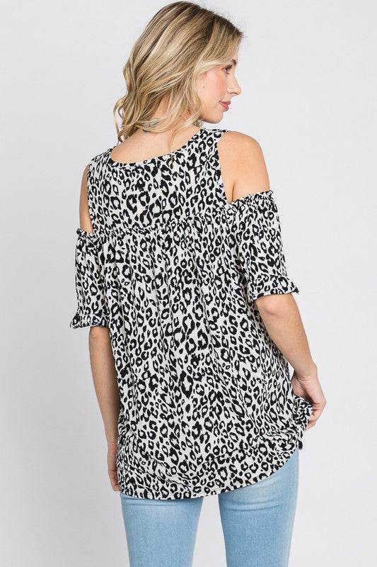 Heimish Full Size Leopard Round Neck Cold Shoulder T-Shirt Plus Size - Shop Style & More | Fresh Looks, Everyday Deals & Free Shipping