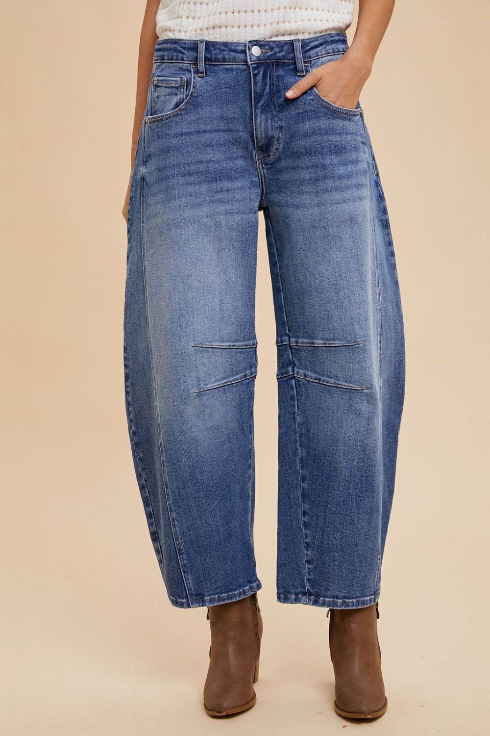 Annie Wear Mid Rise Barrel Leg Jeans with Pockets - Shop Style & More | Fresh Looks, Everyday Deals & Free Shipping