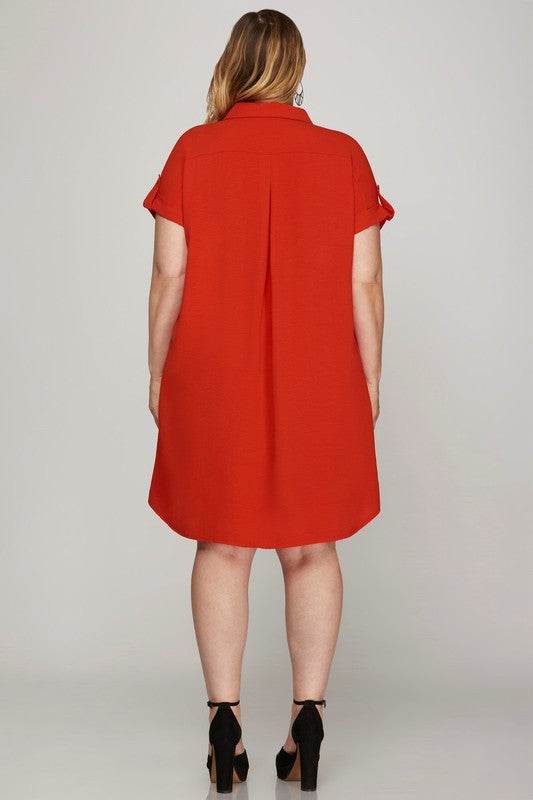 She + Sky Full Size Button Down Short Sleeve Woven Shirt Dress Plus Size - Shop Style & More | Fresh Looks, Everyday Deals & Free Shipping