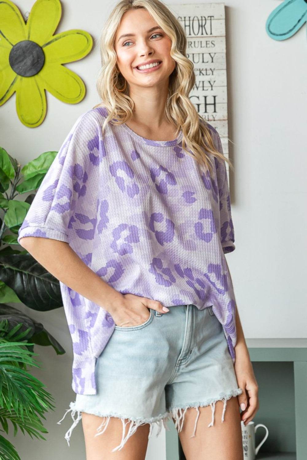 HOPELY Print Waffle Oversized T-Shirt - Shop Style & More | Fresh Looks, Everyday Deals & Free Shipping