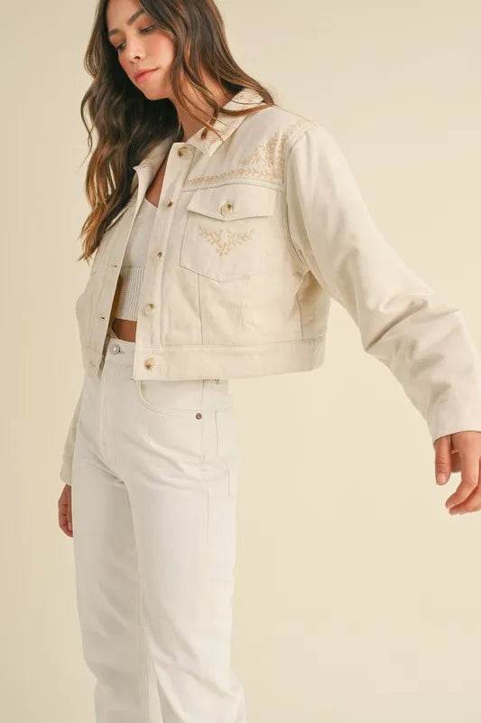 MABLE Embroidered Quilted Cropped Jacket - Shop Style & More | Fresh Looks, Everyday Deals & Free Shipping