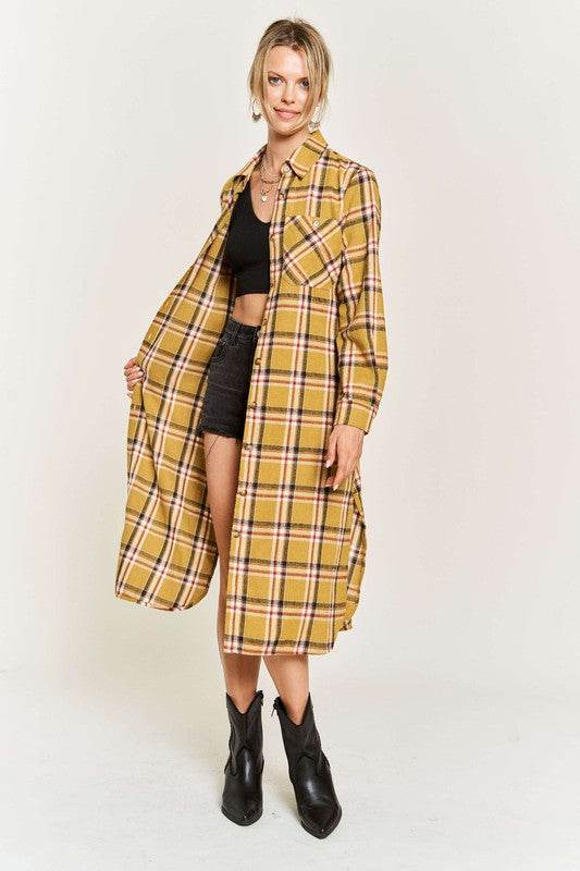PLAID PRINT COLLAR LONG SHIRT DRESS PLUS - Shop Style & More | Fresh Looks, Everyday Deals & Free Shipping