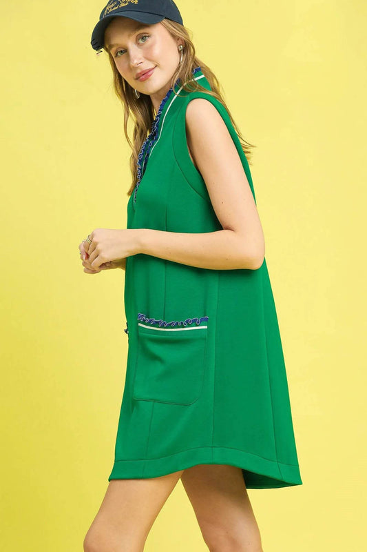 Umgee Frill Contrast Trim Sleeveless Mini Dress - Shop Style & More | Fresh Looks, Everyday Deals & Free Shipping